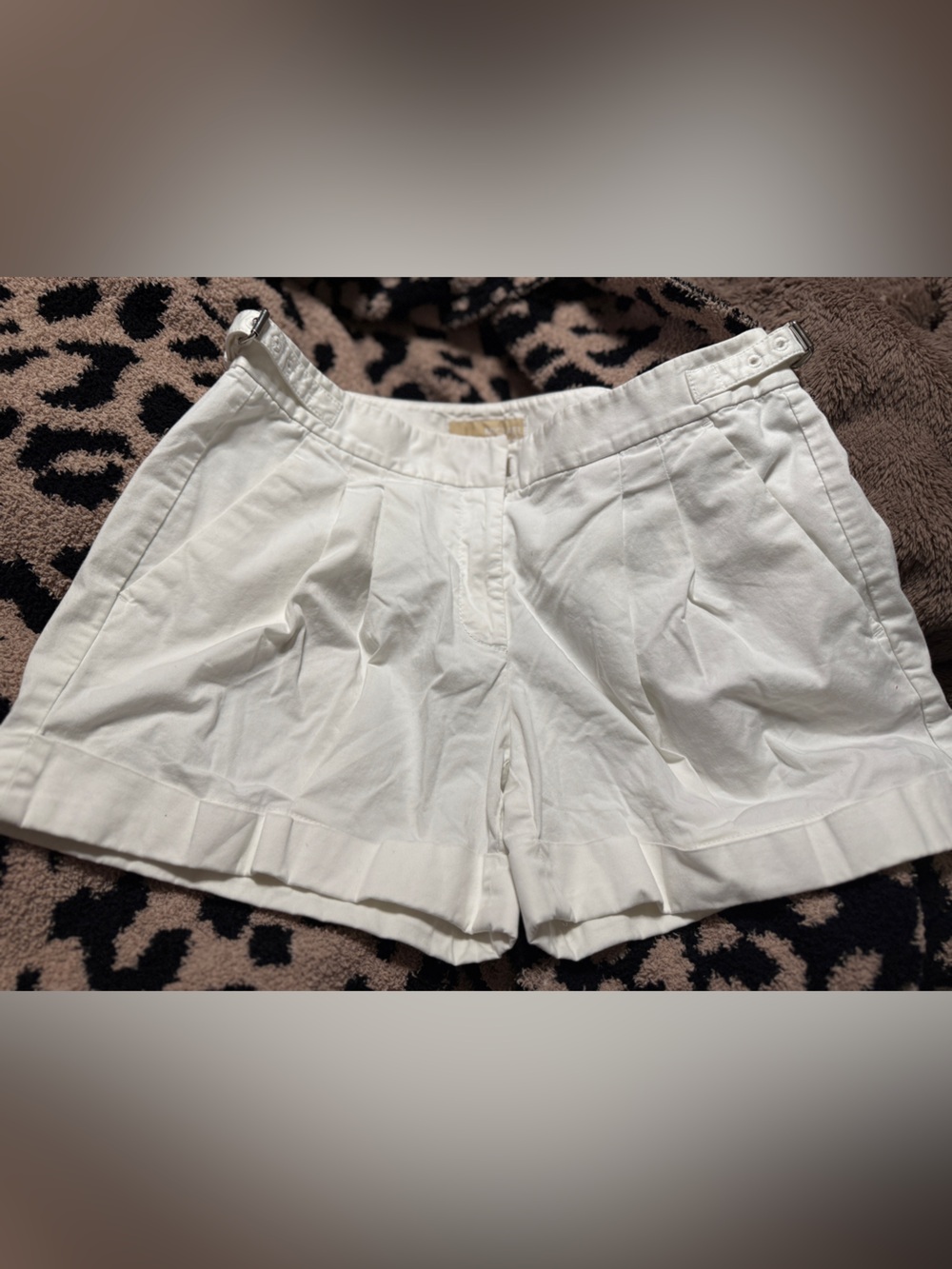 Michael Kors White Pleated Cotton Bermuda Shorts